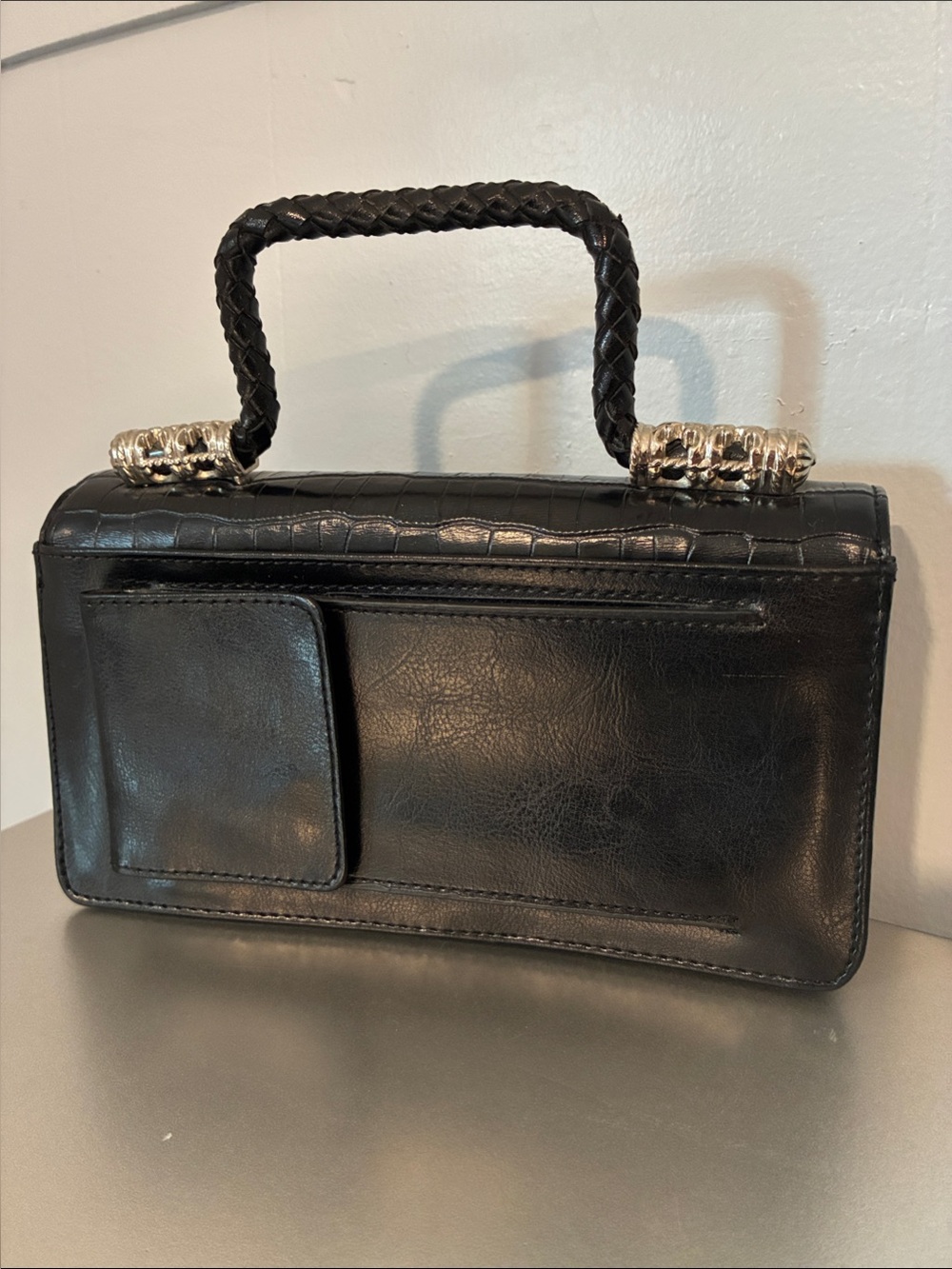 Vintage Brighton black leather croc-embossed handbag - Picture 2 of 4